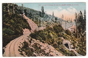 Eisenbahn Postkarte / Schleiftunnel 14 & 15 Shasta Route S.P.R.R. / Kalifornien - Bild 1 von 2