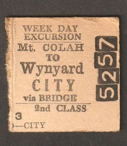 VINTAGE 1960s N.S.W RAILWAYS MT. COLAH TO WYNYARD CITY VIA BRIDGE TRAIN TICKET - Foto 1 di 2