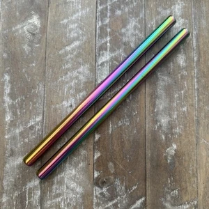 Stainless Steel Metal Boba Straws, Extra Wide Rainbow Colored Reusable - Picture 1 of 2