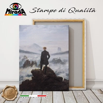 QUADRO Caspar D.Friedrich Viandante sul mare di nebbia STAMPA TELA CANVAS VIAGGI