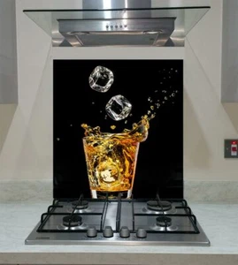 Splashback Toughened Glass Unique Panel Kitchen Whisky Ice Cubes Drink Any Sizes - Picture 1 of 3
