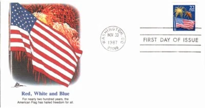 FLEETWOOD - RED, WHITE & BLUE NOV 30 1987 WASHINGTON DC FIRST DAY COVER BX8 - Image 1 of 2