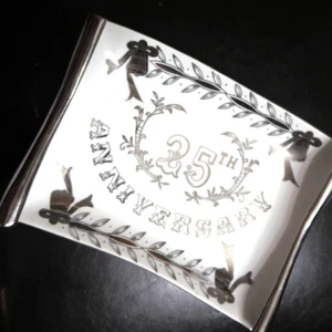 Vintage 25th ANNIVERSARY LEFTON Hand Painted Rectangular 7"x9" Wedding Tray 1640 - Picture 1 of 19