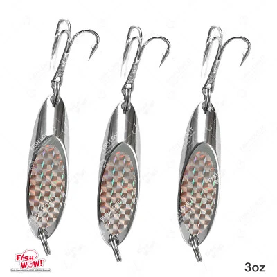 3шт 3 унций голографическая серебряная лента рыболовства Kast ложка заброс приманки рыбы WOW! ® новый - Изображение 1 из 4