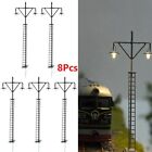 Abs Material Model Train Yard Led Street Light Set For Ho Scale 8 Pack