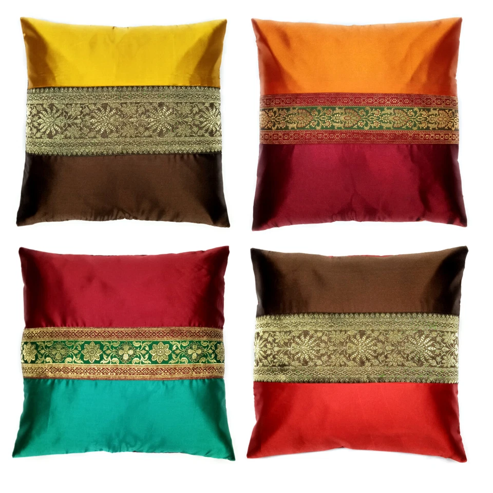Colovila set of 4 pc Satin Cushion Cover 16 x 16 inch (40 x 40 cm ) - Image 1 of 1