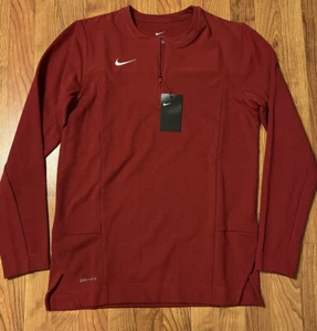 Nike Men's 1/2 Zip Shirt Pullover Football Shirt Top LS Sz Small Burgundy Red - Picture 1 of 10