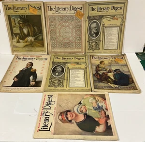 Lot of 7 The LITERARY DIGEST MAGAZINE 1904 to 1930 Vintage History - Picture 1 of 4