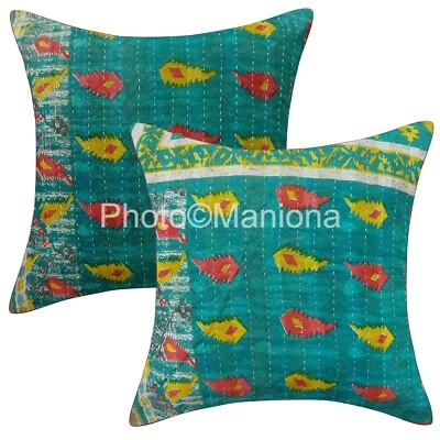 Indian Home Handmade 18X18 Pillow New Cushion Cover 100%Cotton paisley Set of 2 - Image 1 of 4