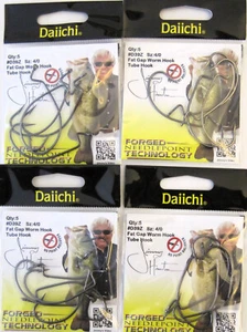 Four (4) Packs Daiichi D39Z Fat Gap Worm Tube Fish Hook Size 4/0 - Picture 1 of 1