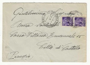 Uso tardivo Repubblica Sociale (RSI) - Coppia 50 cent. 1944 su busta per Perugia - Picture 1 of 2