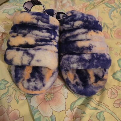 Ugg Oh Fluff Yeah Tie Dye Mujer 7 1122554 Nuevo Sin Caja Púrpura Naranja Blanco  Foto 1 de 4