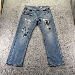 Vintage Akademiks Jeans Herren 34x32 Blau Medium Wash Baumwolle Distressed Patched - Bild 1 von 9