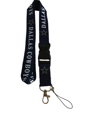 Dallas Cowboys Lanyard ID Badge Key Chain Clip Face Mask Holder Strap Saver - Image 1 of 4