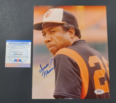 Rare FRANK ROBINSON Signed 8x10 Photo-HALL OF FAME-BALTIMORE ORIOLES-PSA - Image 1 of 3
