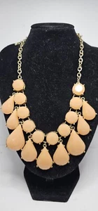 Kate Spade Chunky Peach StoneStatement Necklace 12k Gold Plated20" To Choker - Picture 1 of 4