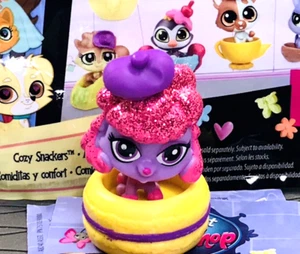 Littlest Pet Shop Cozy Snackers Series 3 Purple Poodle Pink Glitter Hair 1.5" - Picture 1 of 5