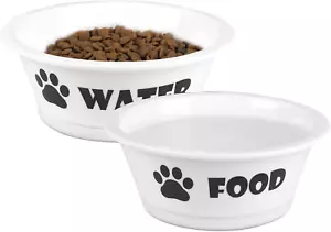 FOREYY Set of 2 Ceramic Dog Cat Bowl Set, Pet Porcelain Food and Water Feeder Di - Picture 1 of 5