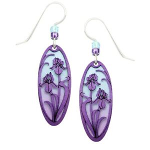 Adajio Violet Irises Overlay Blue & Purple Ombre Oval Pierced Earrings