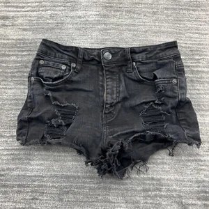 Aero Jean Shorts Size 10R Youth Girls Stretch Mid Rise Dark Wash Denim Black - Picture 1 of 7