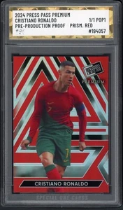 2024 PRESS PASS PREMIUM CRISTIANO RONALDO PRE-PRODUCTION PROOF SOC POP1 1/1 AUTH - Picture 1 of 2