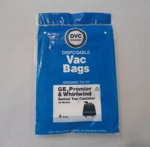 DVC 5 Vacuum Bags Fits GE, Premier & Whirlwind Swivel Top Canister All Models - Picture 1 of 5