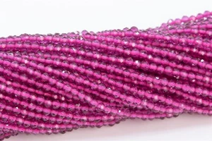 "Cuentas de cuarzo fucsia de 2 mm grado AAA cuentas sueltas redondas facetadas de 15" - Imagen 1 de 3