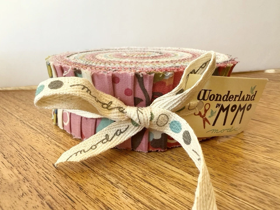 WONDERLAND MoMo Honey Bun Roll Moda QUILT Fabric 32100SR 1-1/2” Wide 40 Pieces - Image 1 of 4