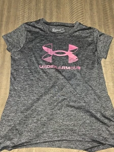 Under Armour Kids Youth Large Gray Pink Loose Fit T Shirt Athletic girls - Picture 1 of 2
