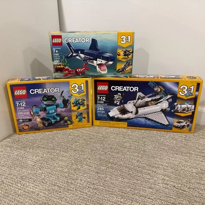 LEGO CREATOR 3 In 1 LOT(3): 31066 SHUTTLE 31062 ROBO 31088 SEA CREATURES *New* - Image 1 of 4