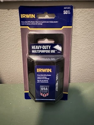 Paquete de 50 hojas de afeitar Irwin utilitarias de alta resistencia uso multiusos IWHT11921L SELLADAS Foto 1 de 2