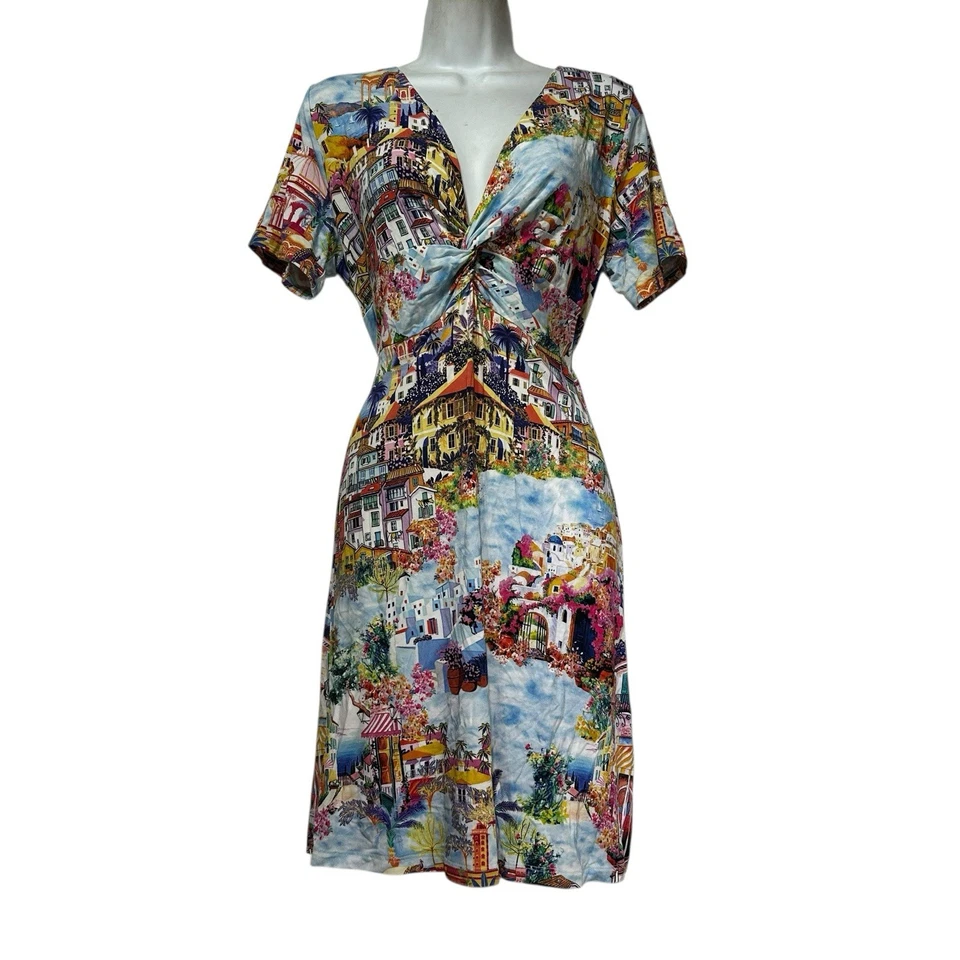 Vestido de manga corta Johnny Was Janie Favorite Twist escena de viaje talla M Foto 1 de 4