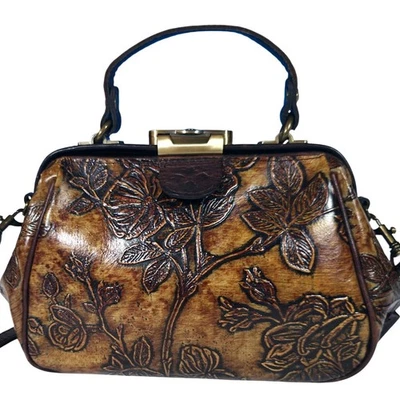 Patricia Nash Gracchi Embossed Leather Satchel Bag  w/ removable  strap - Image 1 of 4