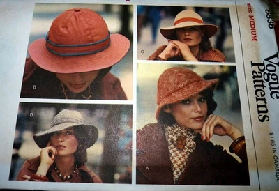 *LOVELY VTG 1970s HATS VOGUE Sewing Pattern MEDIUM 22" FF - Image 1 of 2