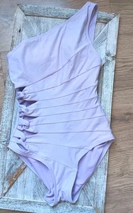 Beautiful CARMEN MARC VALVO Lavender One Shoulder Cut Out Swimsuit Size 8🌸 $198 - Picture 1 of 7