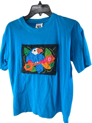 Parrot Bird Embroidered Adult Vtg Size Medium My Name Is Panama Shirt - Image 1 of 4