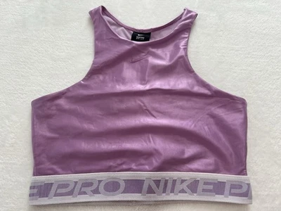 Camiseta sin mangas recortada sin mangas Nike Pro Dri-FIT púrpura atlética deportiva activa gimnasio S Foto 1 de 4