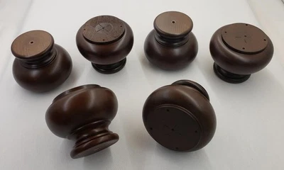 Brown Turned Bun Wood Sofa Couch Chair Ottoman Furniture Leg Feet 3-3/8", 6 Legs - Image 1 of 4