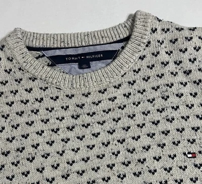 Tommy Hilfiger Men’s Large Beige Knit Geometric Crew Neck Sweater - Image 1 of 4