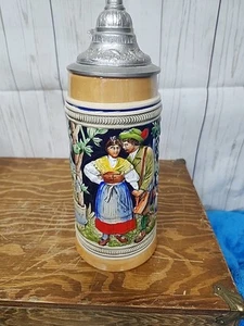 Lerchen Ceramic Beer Stein Eith Lid Germany - Picture 1 of 4