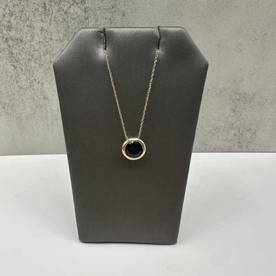 Conjunto de bisel collar de ónix negro en oro amarillo de 10kt - 8 mm, 18", 1,7 g, nuevo Foto 1 de 4