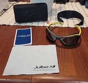 Julbo Sunglasses Wave 442 91 14 Polarized Cat. 3 Black Yellow Wrap Optic - Picture 1 of 15