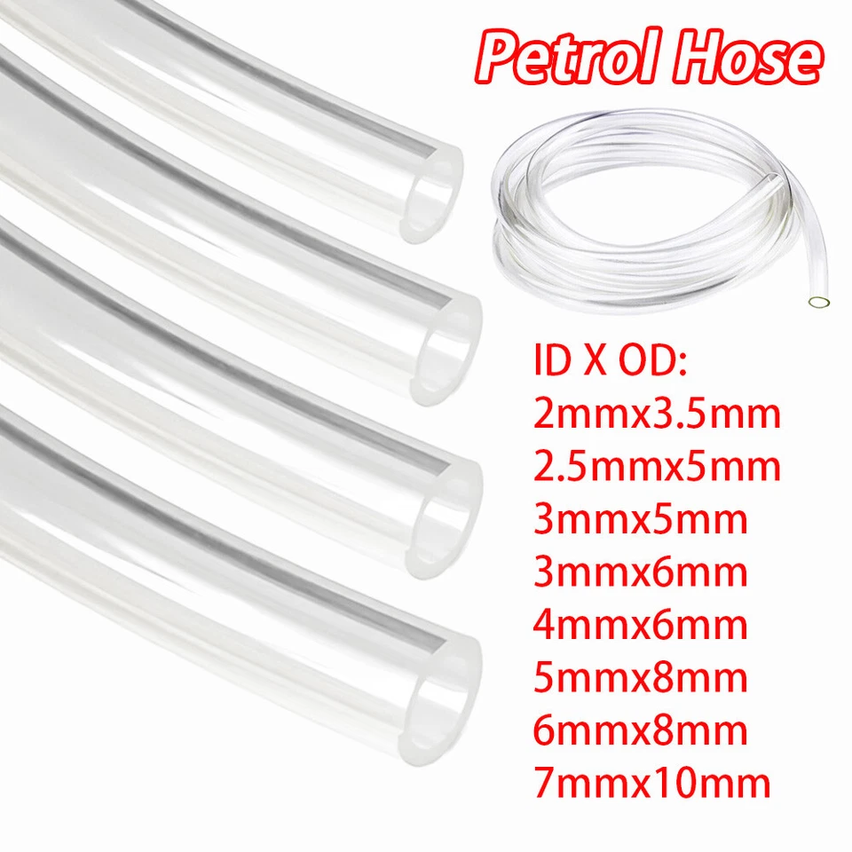 Petrol Fuel Gas Line Hose Pipe ID 2mm-7mm Clear Tube Strimmer Chainsaw Blower - Image 1 of 4