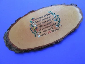 Vtg.Wooden Wall Plaque German Proverb "Wer Morgens Nüchtern Dreimal Schmunzelt.. - Picture 1 of 5