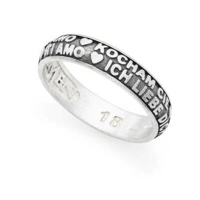 AMEN anello donna argento brunito Ti Amo in tutte le lingue del mondo ATAN-16 - Immagine 1 di 3