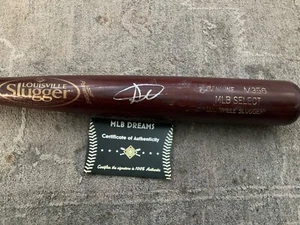 DODGERS MARLINS DEE GORDON SIGNED LOUISVILLE SLUGGER GAME USED BAT CRACKED COA - Picture 1 of 3