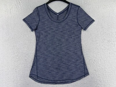 Lululemon Shirt Women 6 Blue Intensi-Tee Luon Light Short Sleeve Gym Workout - Image 1 of 4