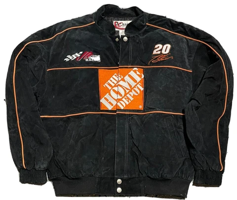 Chase Authentics Tony Stewart HOME DEPOT Suede Leather Jacket XL Black NASCAR Cover