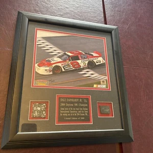 2004 Dale Earnhardt Jr Framed Photo w/ Piece of Race Used Tire & Track Ltd 2008 - Picture 1 of 2