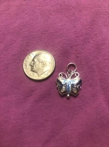 Colgante Mariposa Cloisonne Vintage Plata de Ley 925 - Imagen 1 de 7